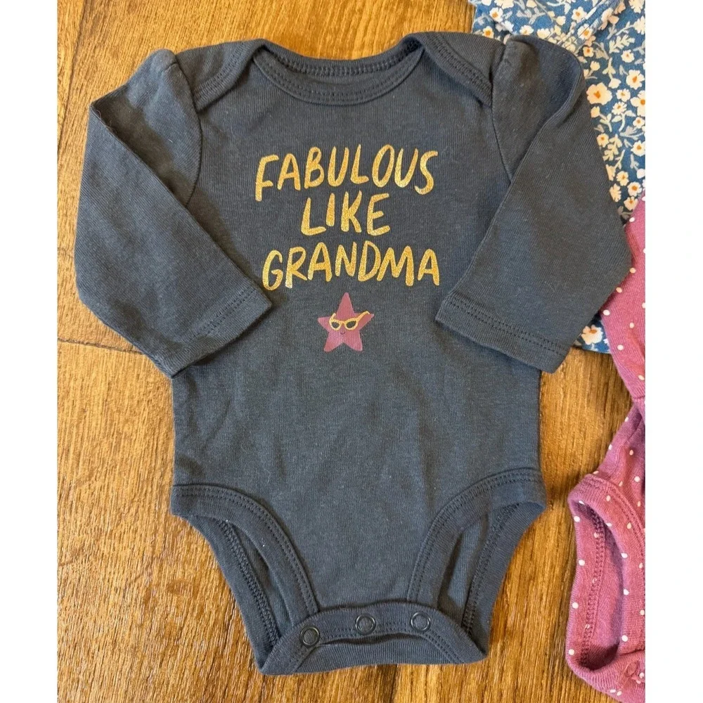 Carters Baby Girl Newborn Outfits Tee‎ Shirts L/S Bodysuits Clothes Lot Grandma